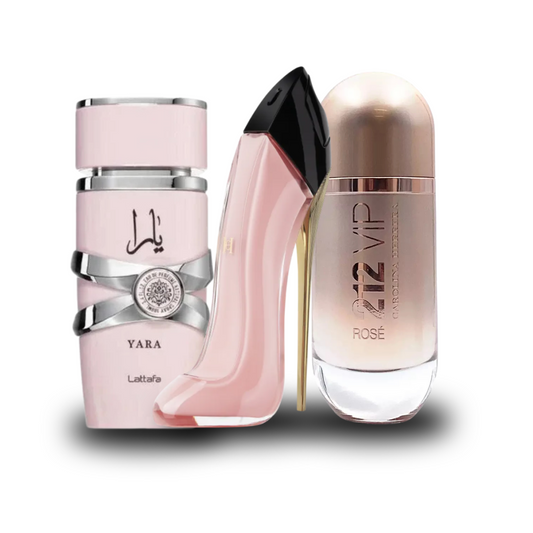 KIT 3 Perfumes Importados - Yara | 212 VIP | Good Girl + Regalos Exclusivos [ÚLTIMAS UNIDADES]